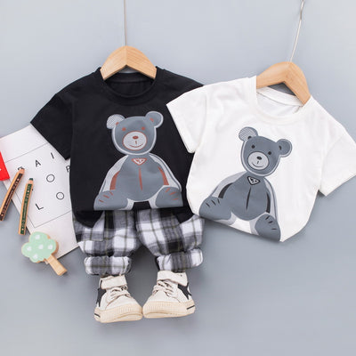 Conjunto Infantil Osito Cartoon: Playera Manga Corta y Pantalón Cuadros - Image 18