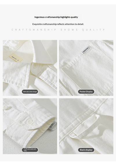 Camisa de Trabajo Minimalista Retro de Manga Larga para Hombre - Image 8