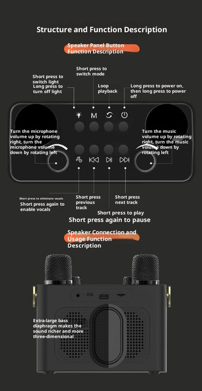 Parlante Bluetooth Karaoke Profesional con Doble Micrófono para Eventos - Image 10