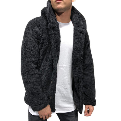 Chaqueta Sudadera con Capucha para Hombre - Abrigo Cálido de Color Sólido - Image 9