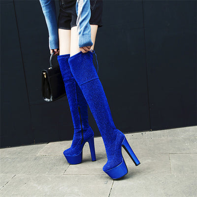 Botas Plataforma Tacón Alto con Lentejuelas Brillantes para Mujer - Image 7