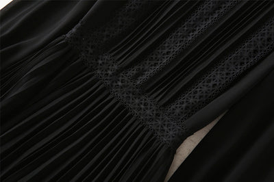 Vestido Plisado de Encaje Reforzado Largo Medio - Image 19