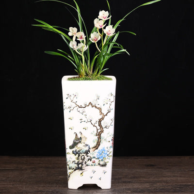 Maceta Cuadrada de Cerámica Esmaltada Púrpura con Diseño Moderno para Plantas - Image 3