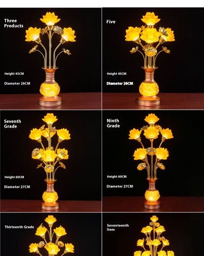 Linterna LED de Loto en Vidrio Coloreado para Altar Budista - Image 32