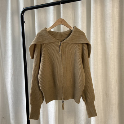 Cardigan Tejido con Cierre de Cremallera y Solapa - Blusa Larga Elegante para Mujer - Image 12