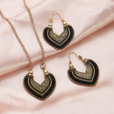Conjunto de Aretes y Collar de Cuerda Trenzada Multicolor - Image 3