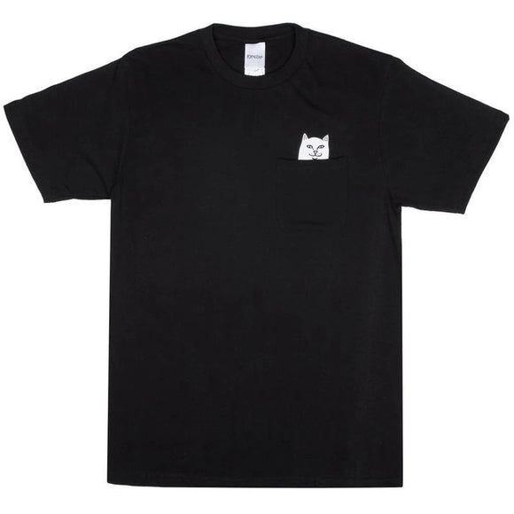 Playera Corta con Bolsillo Gato Dedo Medio