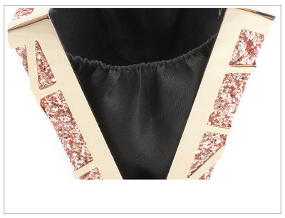 Bolso Cuadrado Pequeño con Cadena Hueca y Brillo para Mujer - Image 16
