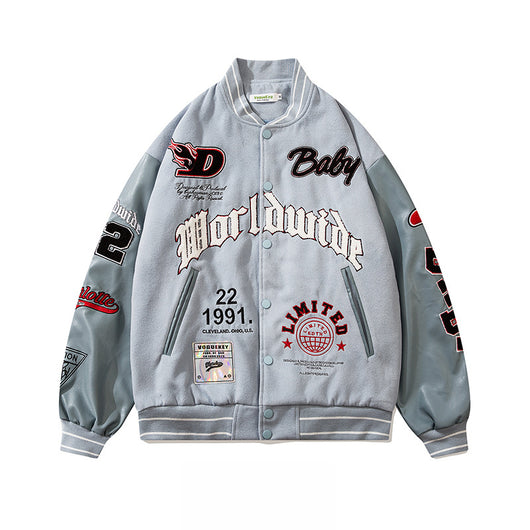 Chaqueta Beisbolera Holgada con Bordado de Letras para Hombre - Image 13