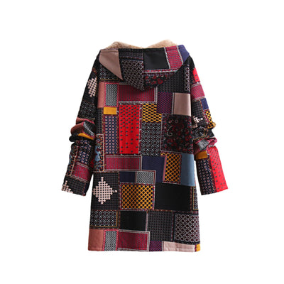 Chaqueta Acolchada Étnica de Algodón y Lino con Capucha - Estilo Europeo - Image 4