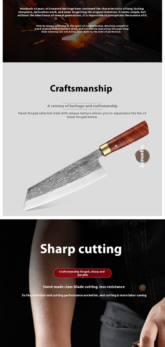Cuchillo de Cocina Profesional Acero Inoxidable Alto Cromo con Mango de Madera Maciza - Image 11