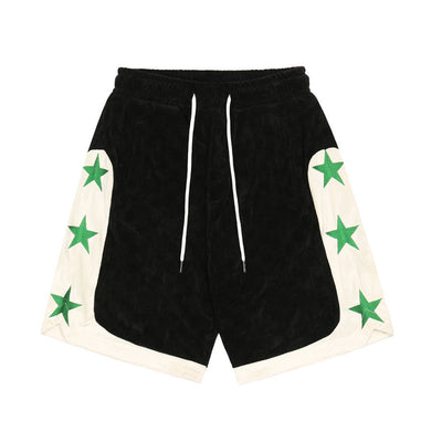 Shorts Casuales para Hombre con Bordado de Estrella y Costuras en Contraste - Image 2
