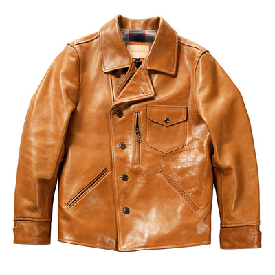 Chaqueta de Cuero para Hombre Solapa Clásica Gamuza Encerada - Image 5