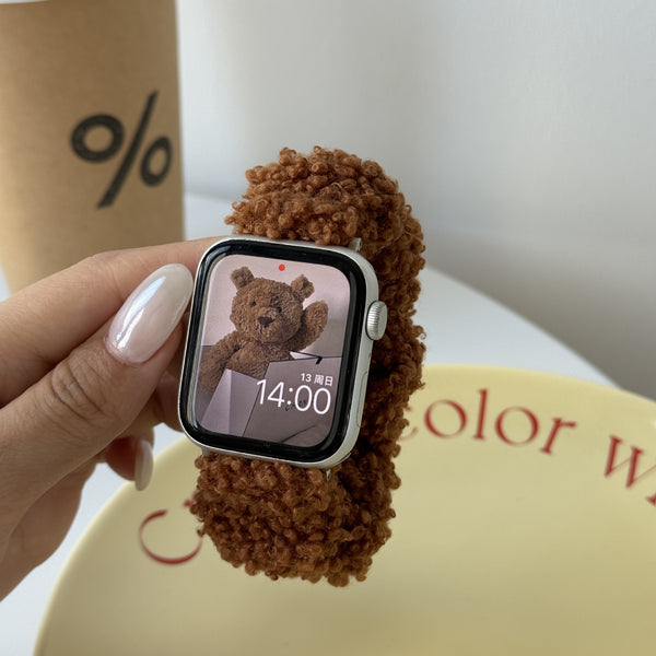 Correa Elástica de Peluche Teddy para Apple Watch 42mm 46mm - Generaciones 5 a 10