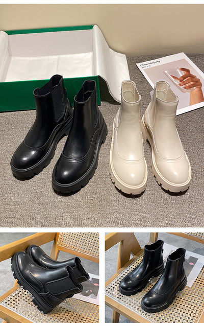 Botas Cortas Martin Estilo Británico con Elástico Lateral para Mujer - Image 5