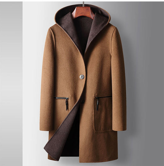 Abrigo de Lana Reversible para Hombre con Capucha - Image 9