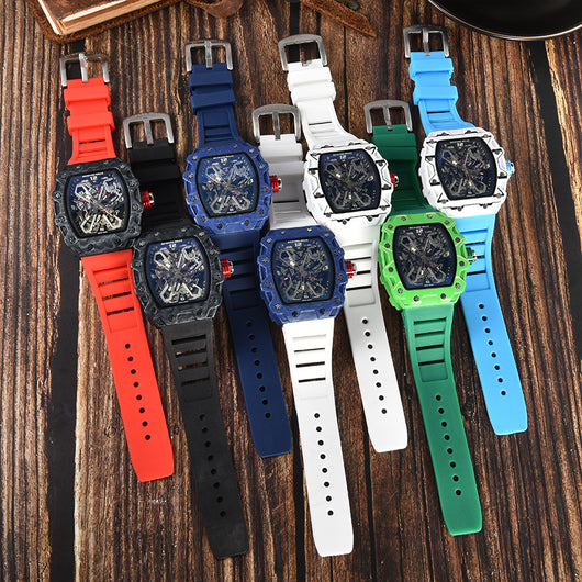 Reloj de Cuarzo para Hombre con Diseño de Onda y Calendario