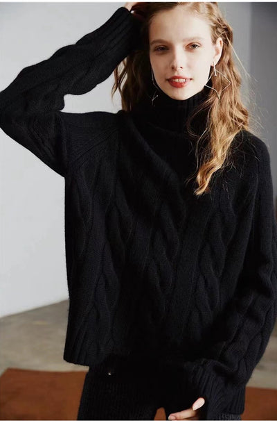 Suéter de Cuello Alto Tejido Grueso Estilo Relajado para Mujer - Image 16
