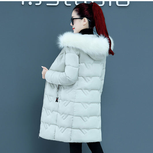 Chaqueta de Algodón con Capucha y Cuello de Piel Oversized para Talla Grande - Image 14