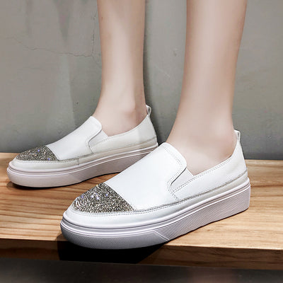 Zapatos Blancos Plataforma Slip-on de Cuero para Mujer - Versátiles y Cómodos - Image 12