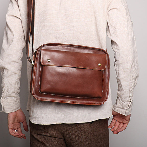 Bolso de Cuero Genuino para Hombre - Bandolera Casual de Piel de Vaca