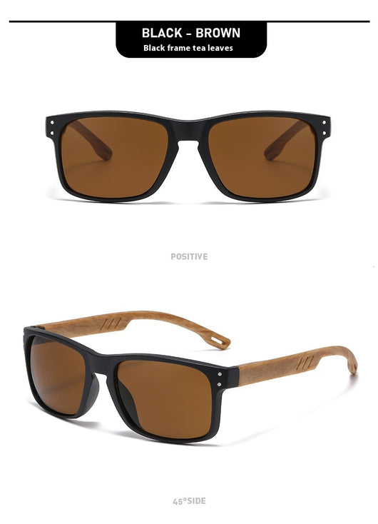 Gafas de Sol Cuadradas Retro con Pata de Madera y Lente Degradado para Hombre - Image 21