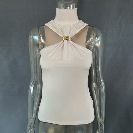 Blusa Dorada sin Mangas con Hombros Descubiertos y Tela Elástica - Image 21