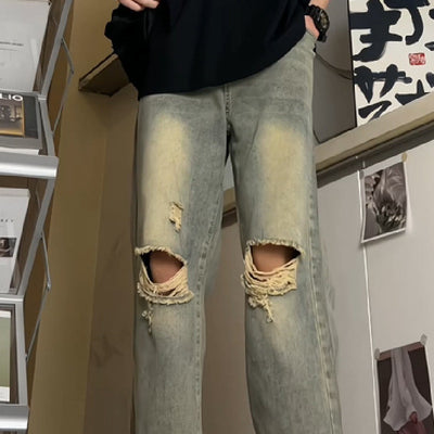Jeans Vintage Lavados para Hombre - Estilo Retro Americano
