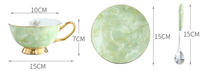 Juego de Café Minimalista en Porcelana Ósea con Filete Dorado - Image 11