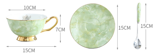 Juego de Café Minimalista en Porcelana Ósea con Filete Dorado - Image 11