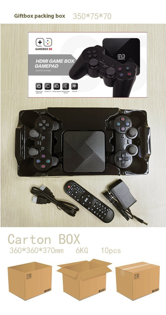 Black G5 Game BOX console with geometric design and two matching black gamepads for TV gaming. - Image 7