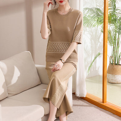 Conjunto Deportivo Dos Piezas Mujer Adulta - Blusa y Pantalón Corto Seda Helada Primavera Otoño - Image 3
