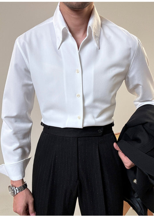 Camisa Casual de Manga Larga para Hombre con Acabado Pulido y Botones Ocultos - Image 8