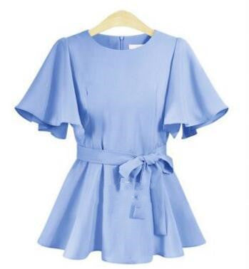 Blusa Suelta de Temperamento con Amarre - Talla Grande - Image 8