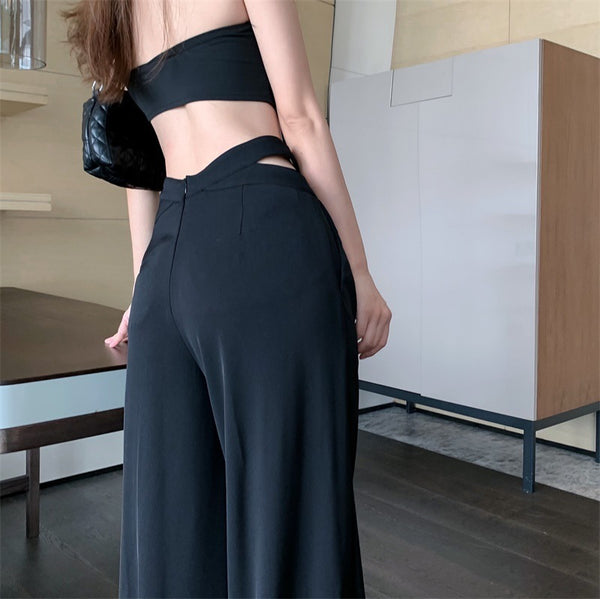 Pantalones Anchos Mujer Verano Talle Alto Tejido Calado