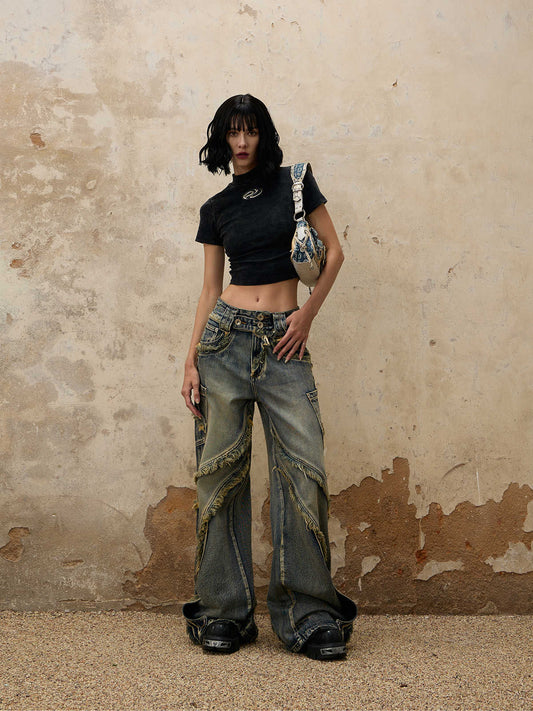 Jeans con Corte Fluido y Detalles Raw Edge - Image 2