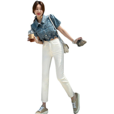 Blusa Slim Fit de Denim con Manga Corta - Image 3