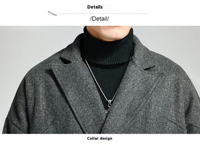 Abrigo de Lana Holgado Doble Botonadura Largo Casual para Hombre - Image 17