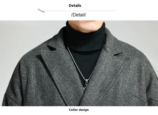 Abrigo de Lana Holgado Doble Botonadura Largo Casual para Hombre - Image 17