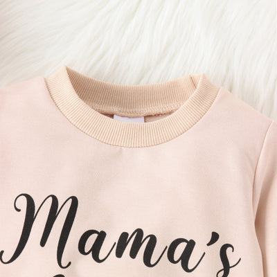 Girls' light pink "Mama's bestie" long-sleeve top with leopard print bell-bottom pants. - Image 13