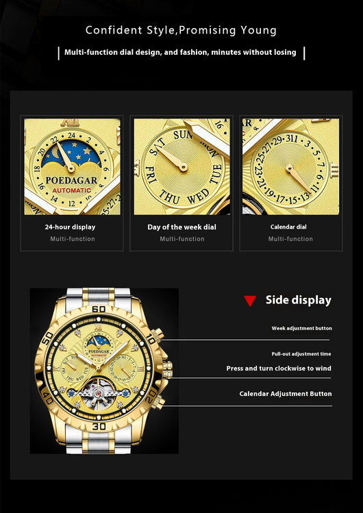 Reloj Mecánico Deportivo Impermeable Multifuncional para Hombre - Image 7