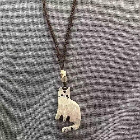 Collar Trenzado Gatito Beige Retro para Mujer - Image 4