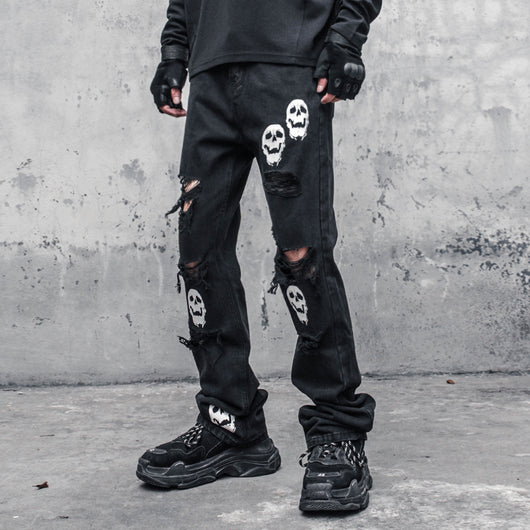 Jeans Rotos Calavera y Espadas para Hombre - Image 4