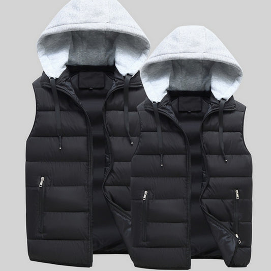 Chaleco Abrigo Invierno Hombre Corte Amplio con Capucha