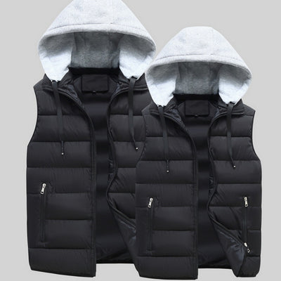 Chaleco Abrigo Invierno Hombre Corte Amplio con Capucha