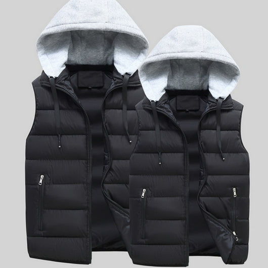 Chaleco Abrigo Invierno Hombre Corte Amplio con Capucha