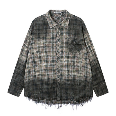 Camisa Plaid Degradado con Bordes Deshilachados - Image 4