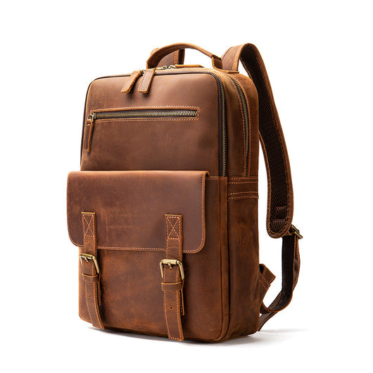 Mochila Retro de Cuero Crazy Horse Gran Capacidad para Hombre - Image 4