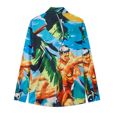 Camisa Casual para Hombre con Estampado Retro Digital - Image 8