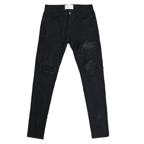 Jeans Slim Fit Elásticos con Parches de Costura PU - Image 4